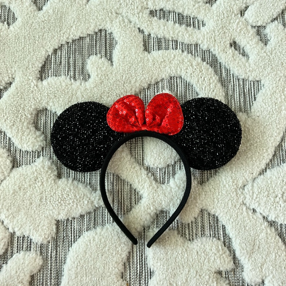 Red and black mickey ear headband